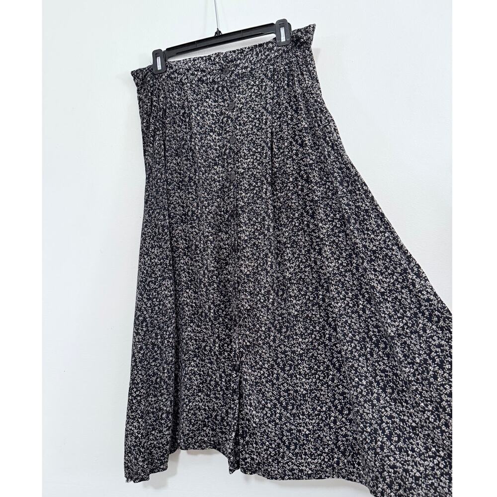 Elements black speckled button front midi skirt size L